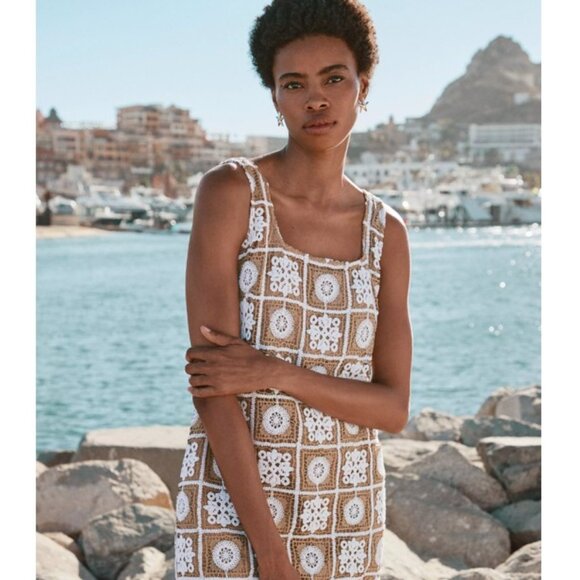 Loft Crochet Granny Squares Tank Mini Dress 16 - NEW - Picture 1 of 13